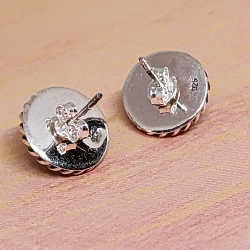 Coral and Sterling Shadowbox Earrings - Picture 3 of 5
